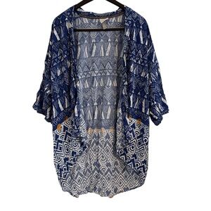 Knox Rose Navy pattern Cover Up Cardigan Size XL / XXL